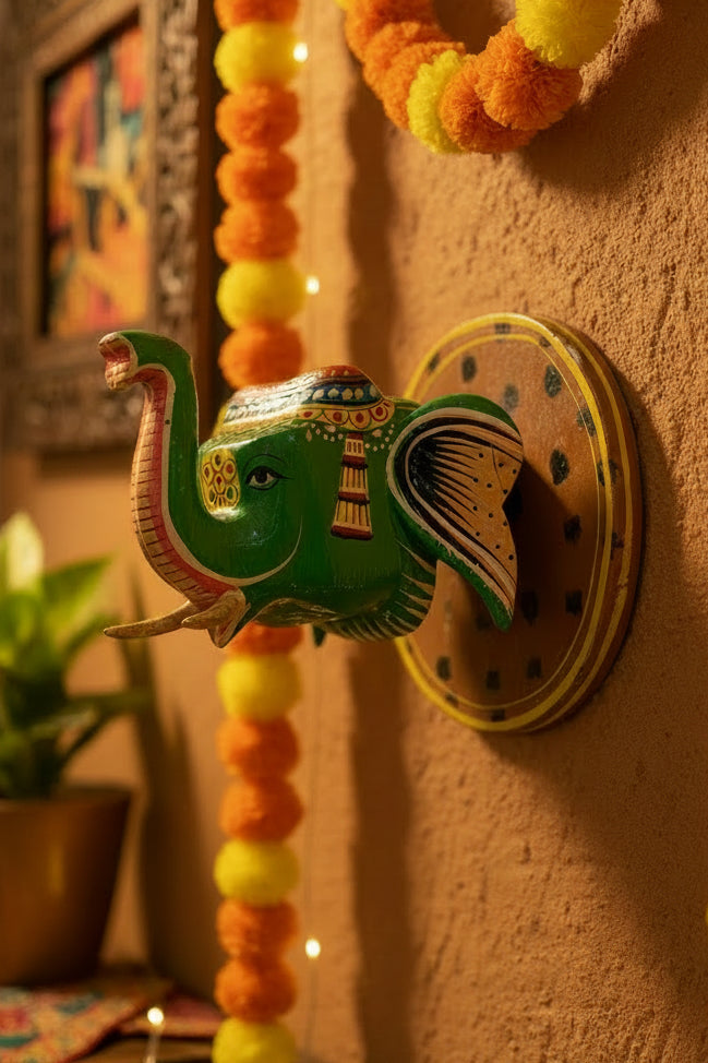 Hand Painted Elephant Head ￼