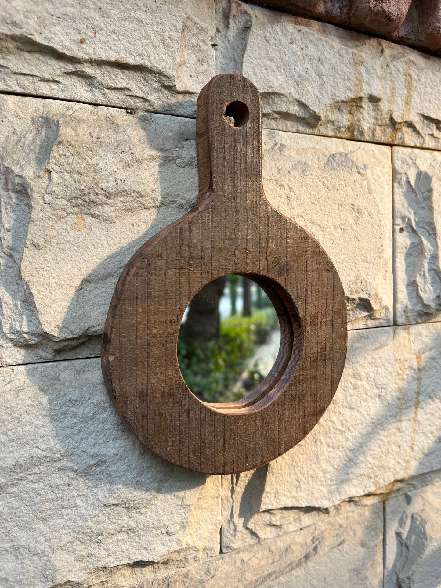 Old Rustic Wall Round Mirror