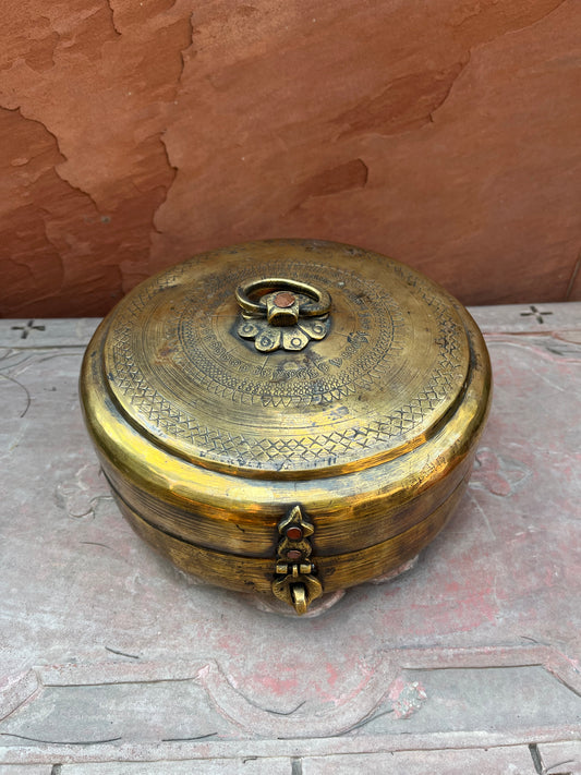 Vintage Brass Round chapati  Box