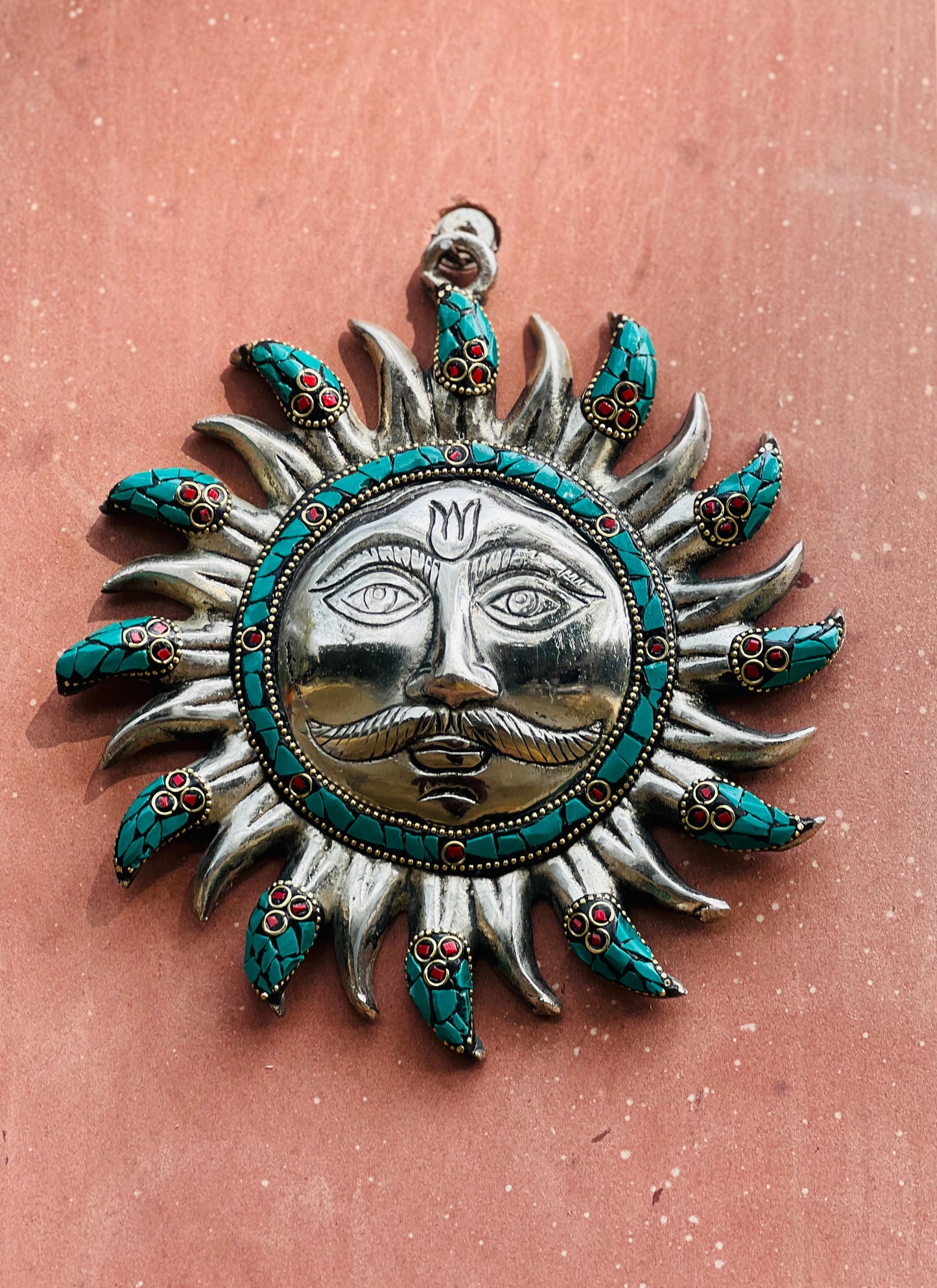 Turquoise Sun Metal Mask