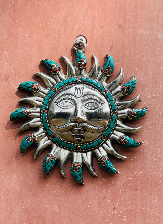 Turquoise Sun Metal Mask
