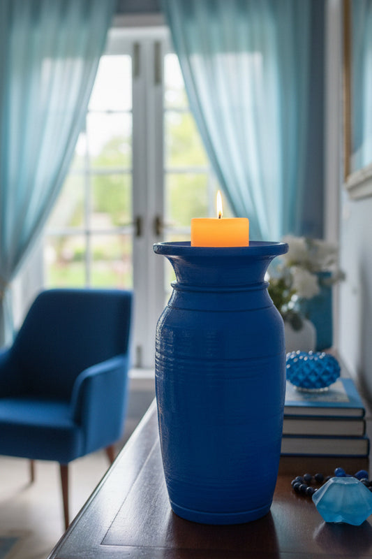 Blue Pot Candle Stand