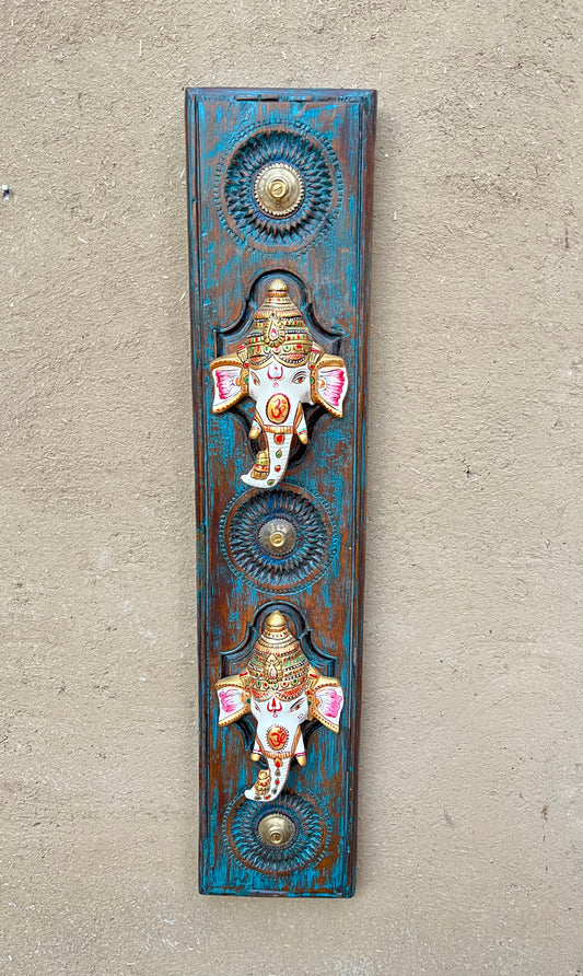 Wooden Ganesha hook wall Panel