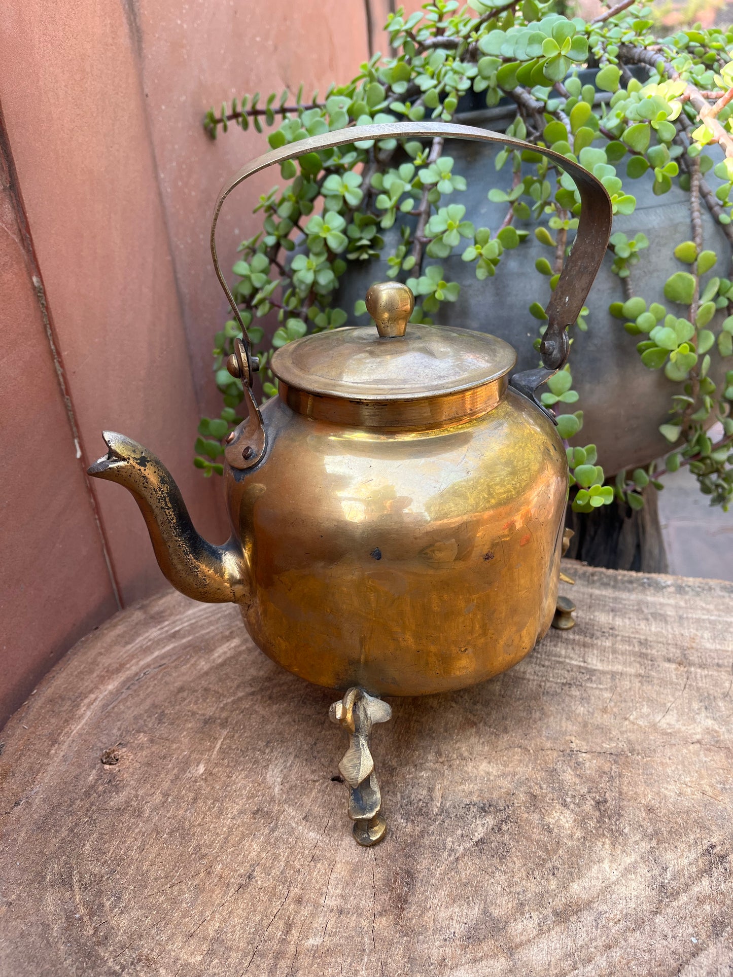 Brass Kettle peacock stand