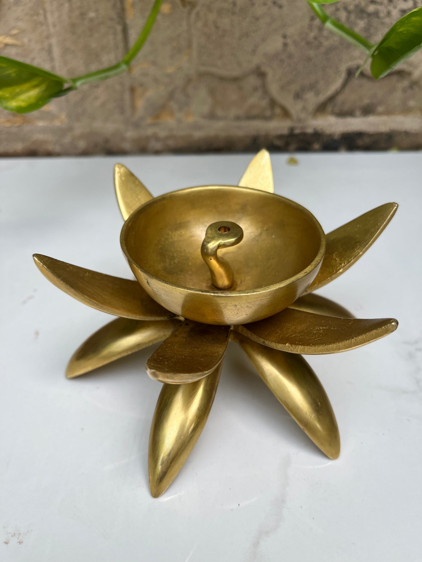 Gold Colour Brass Lotus flower diya