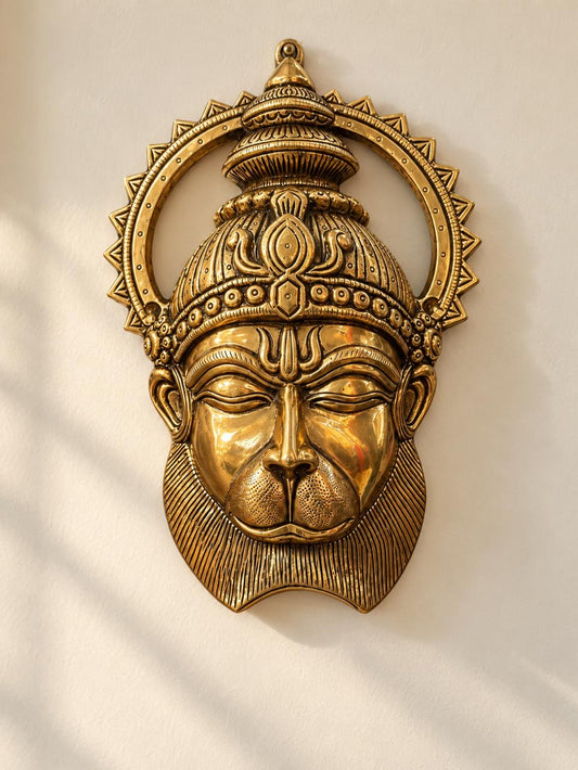 Brass Hanuman Wall Mask ￼