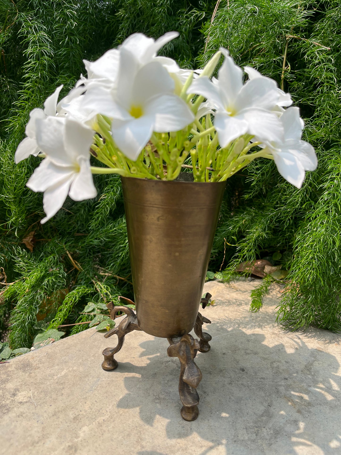 Vintage Brass Flower Pot Peacock stand