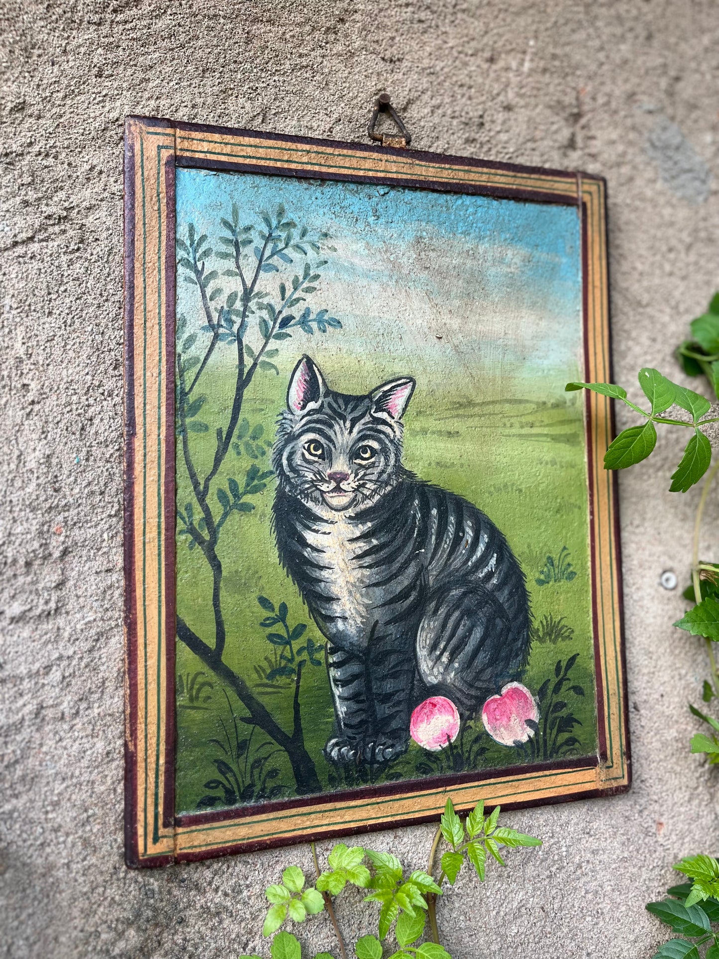 Vintage iron Wall Cat Painting