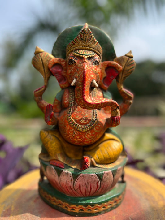 Wooden Painted   Divine Ganesha