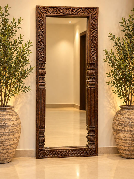 Hand Carved Long Mirror ￼