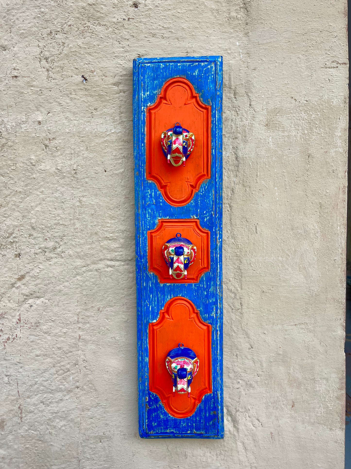 Vintage Carved Elephant Panel