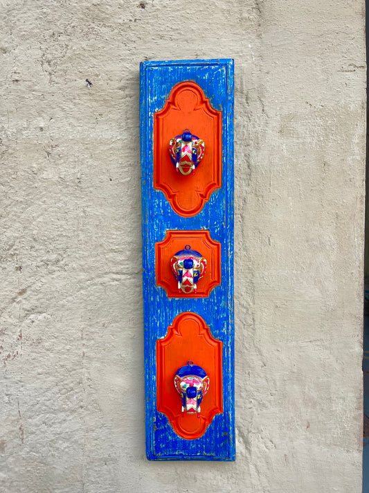 Vintage Carved Elephant Panel