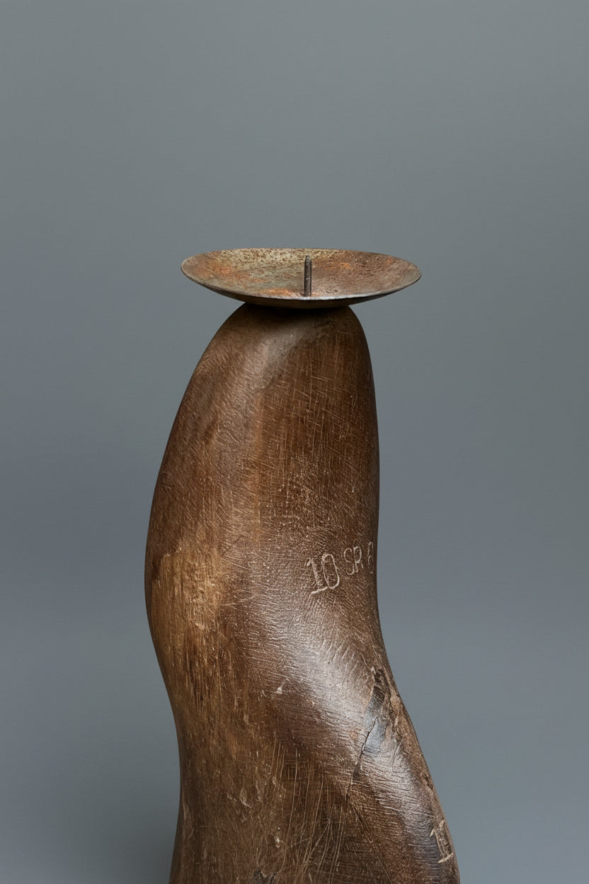 Wood Shoe Candle Holder