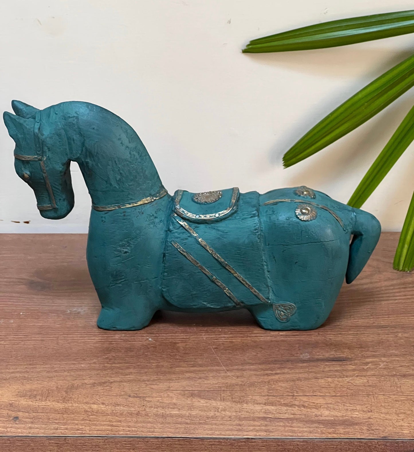 Wooden Horse With Brass Work