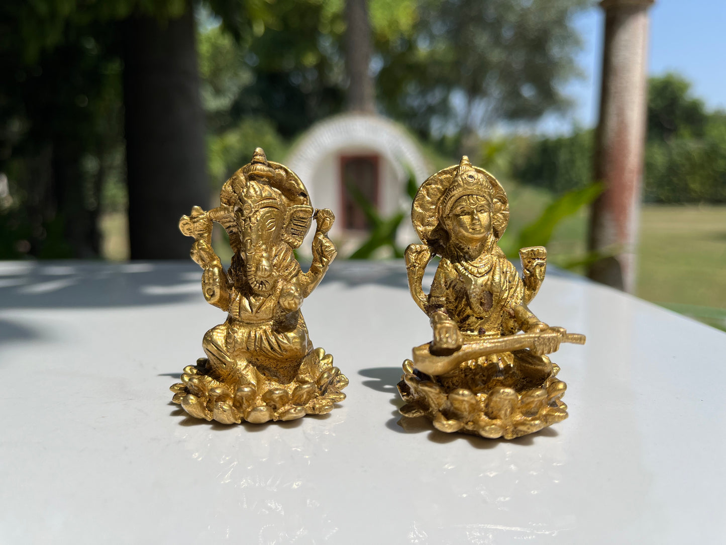 Brass Small Ganesha Laxmi Sitting Set of 2