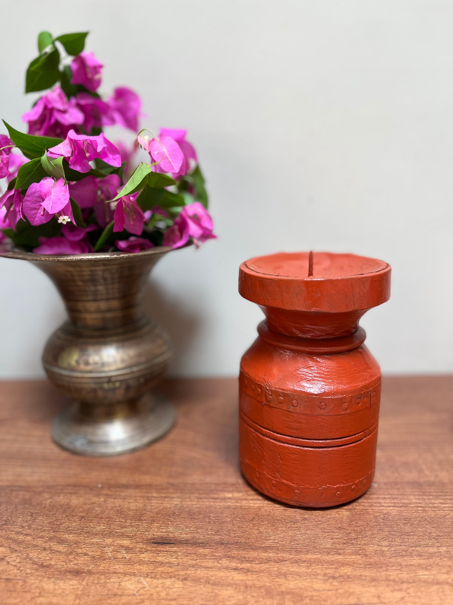 Old Pot Decor Orange candle Stand