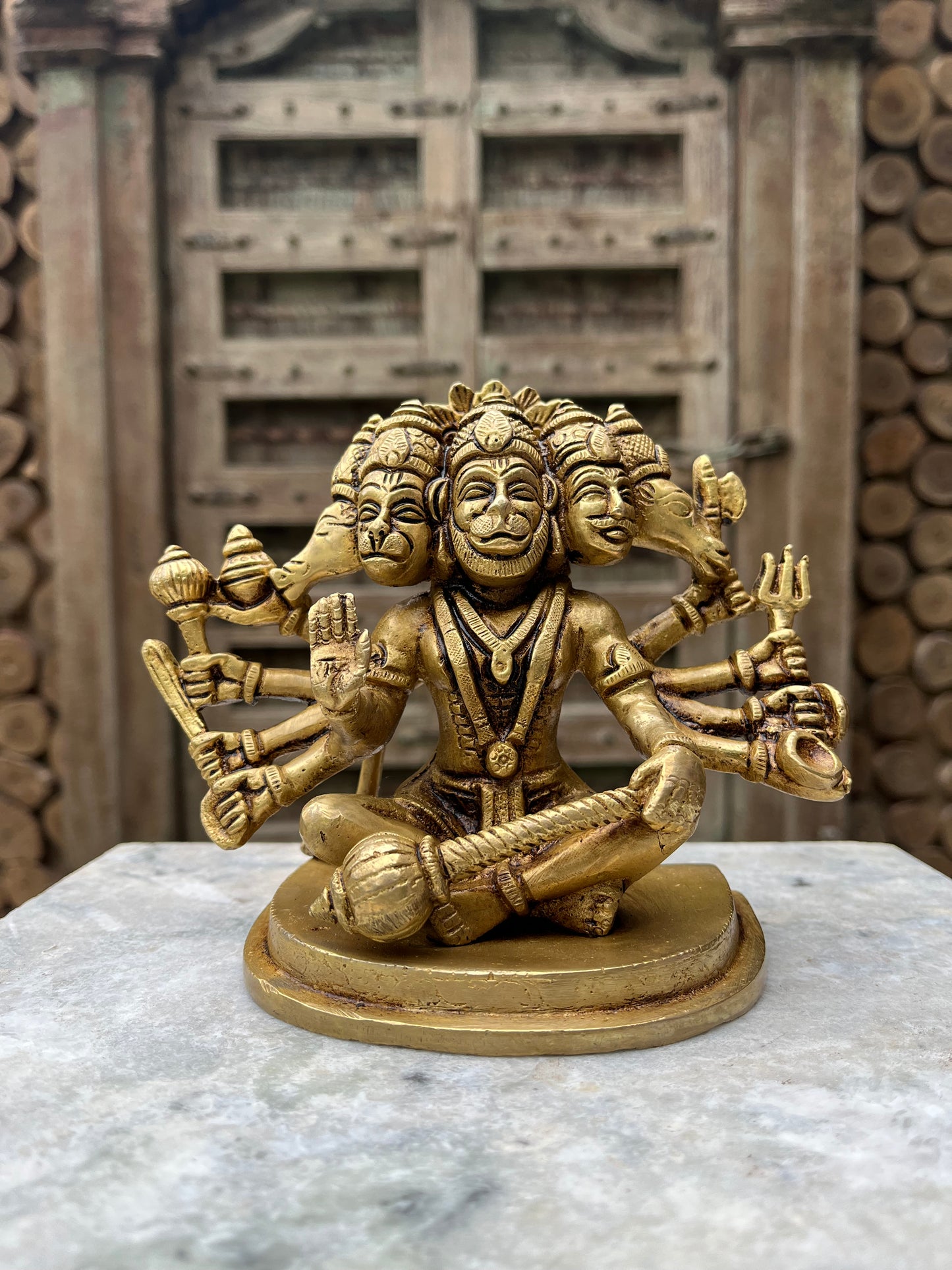 Brass Panch mukhi 5 Face Divine Hanuman