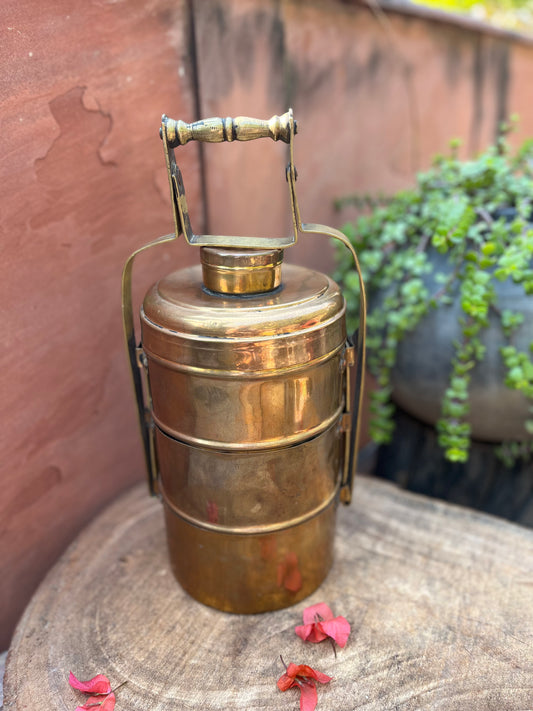 Vintage Brass 3 Layers Tiffin Box