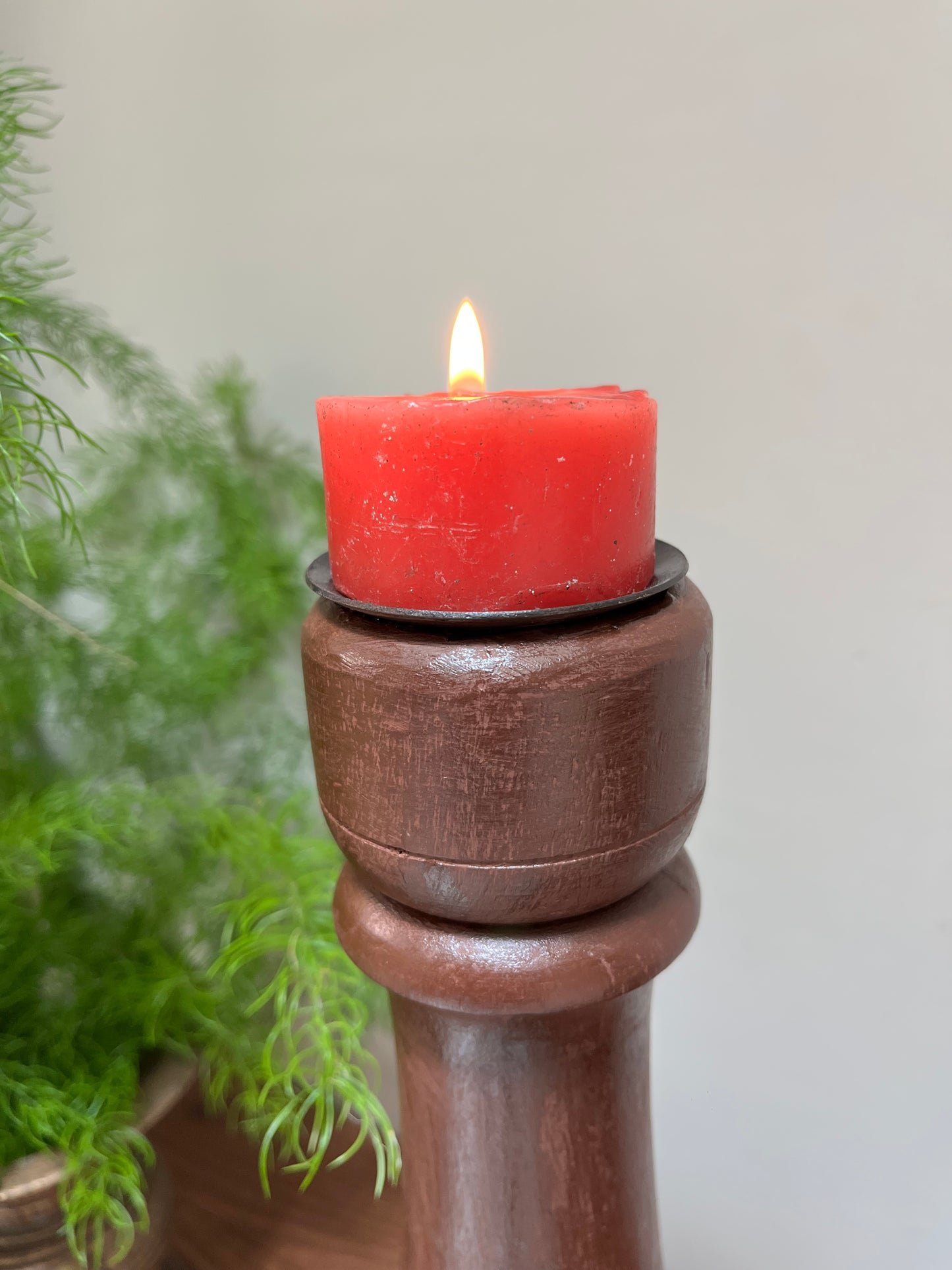 Wood Teak Candle Holder