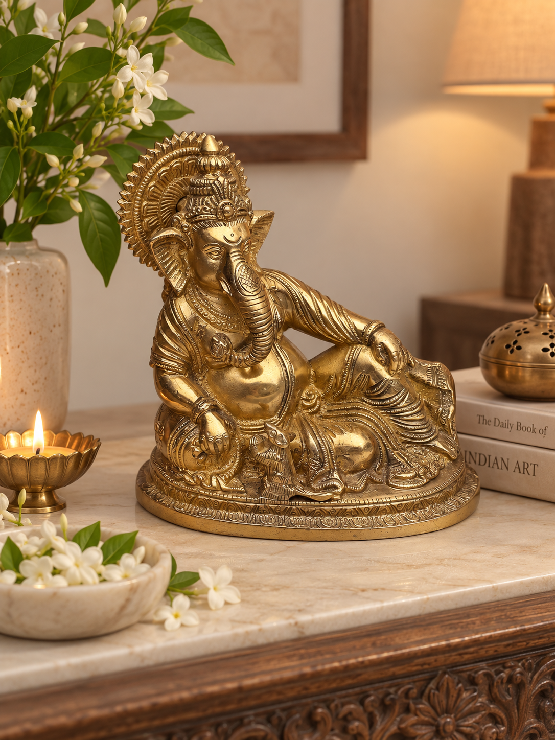 Brass Sitting Ganesha ￼