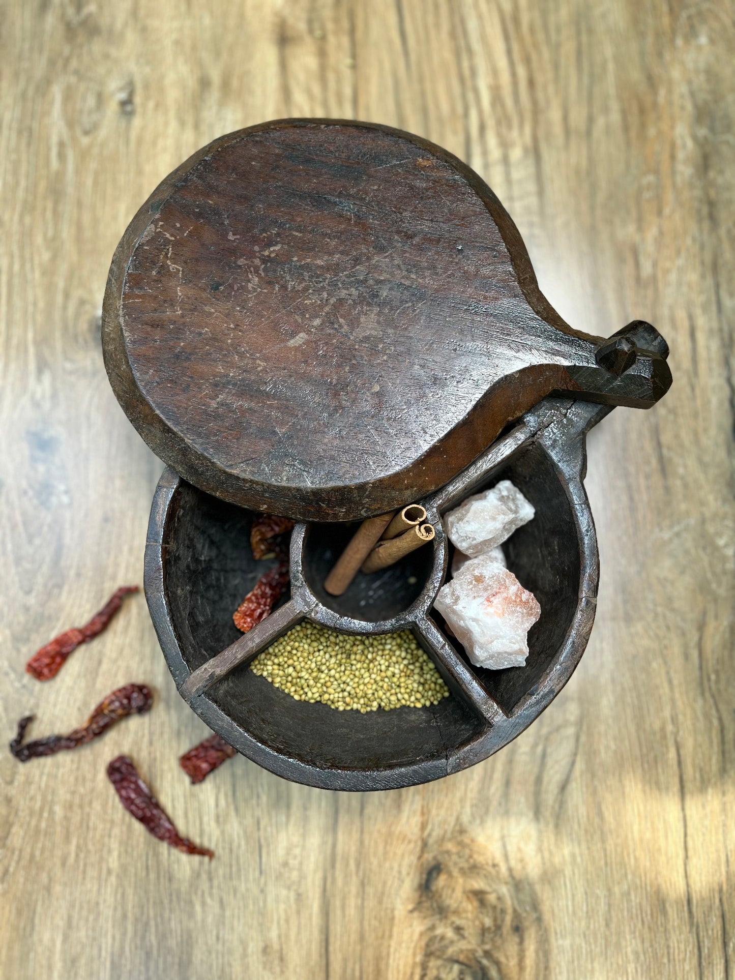Old Teak Wood Spice Masla Box