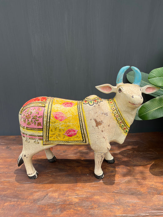 Wood Hand Painted Cow