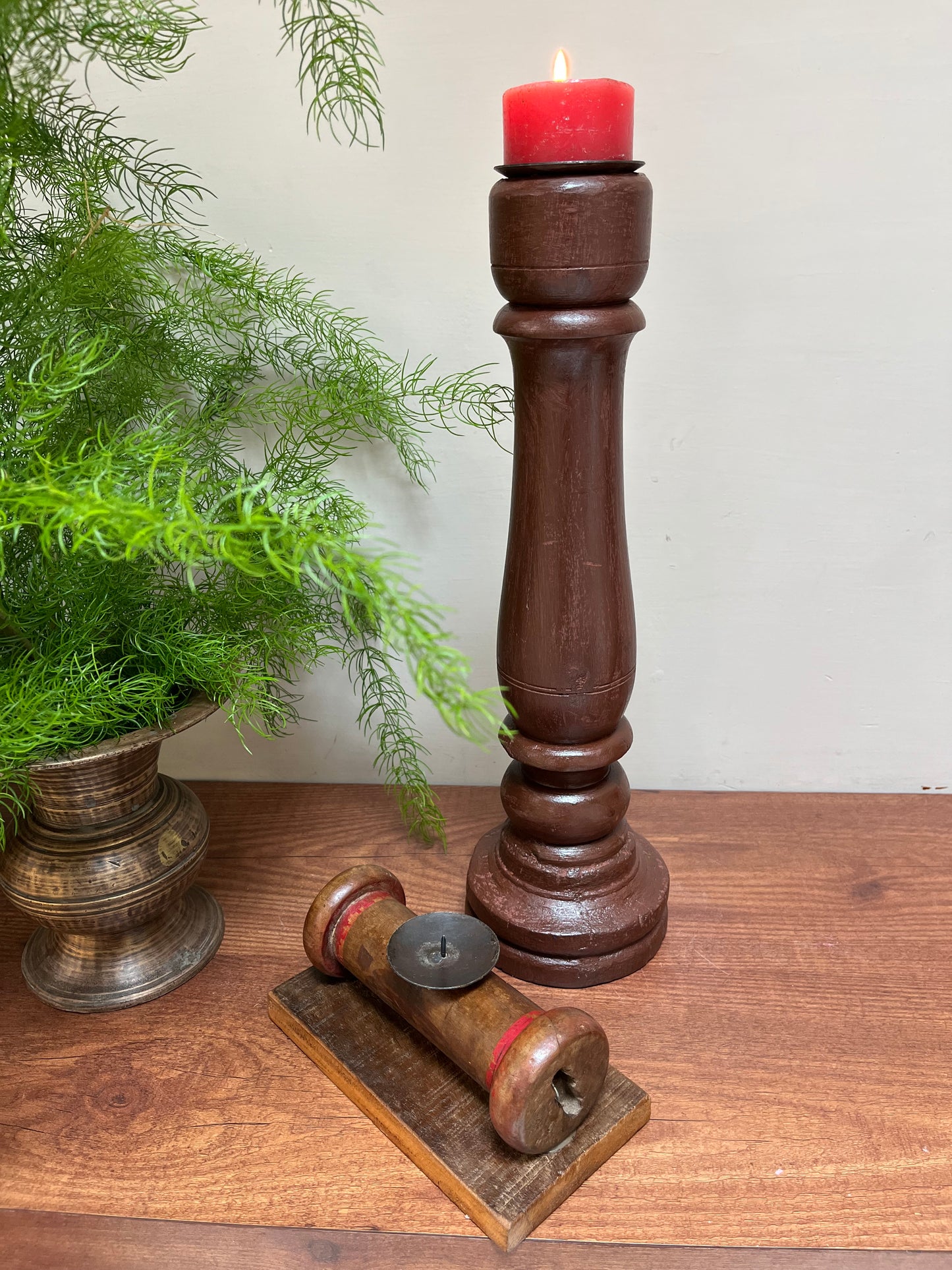 Wood Teak Candle Holder