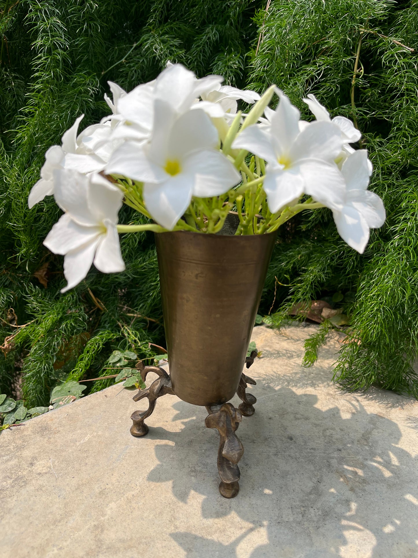 Vintage Brass Flower Pot Peacock stand