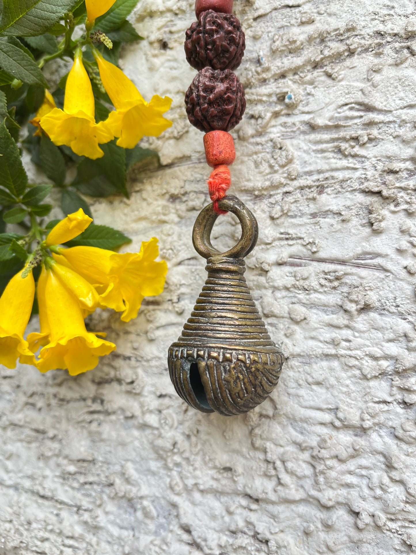 Old Brass Bell Bead Hanging