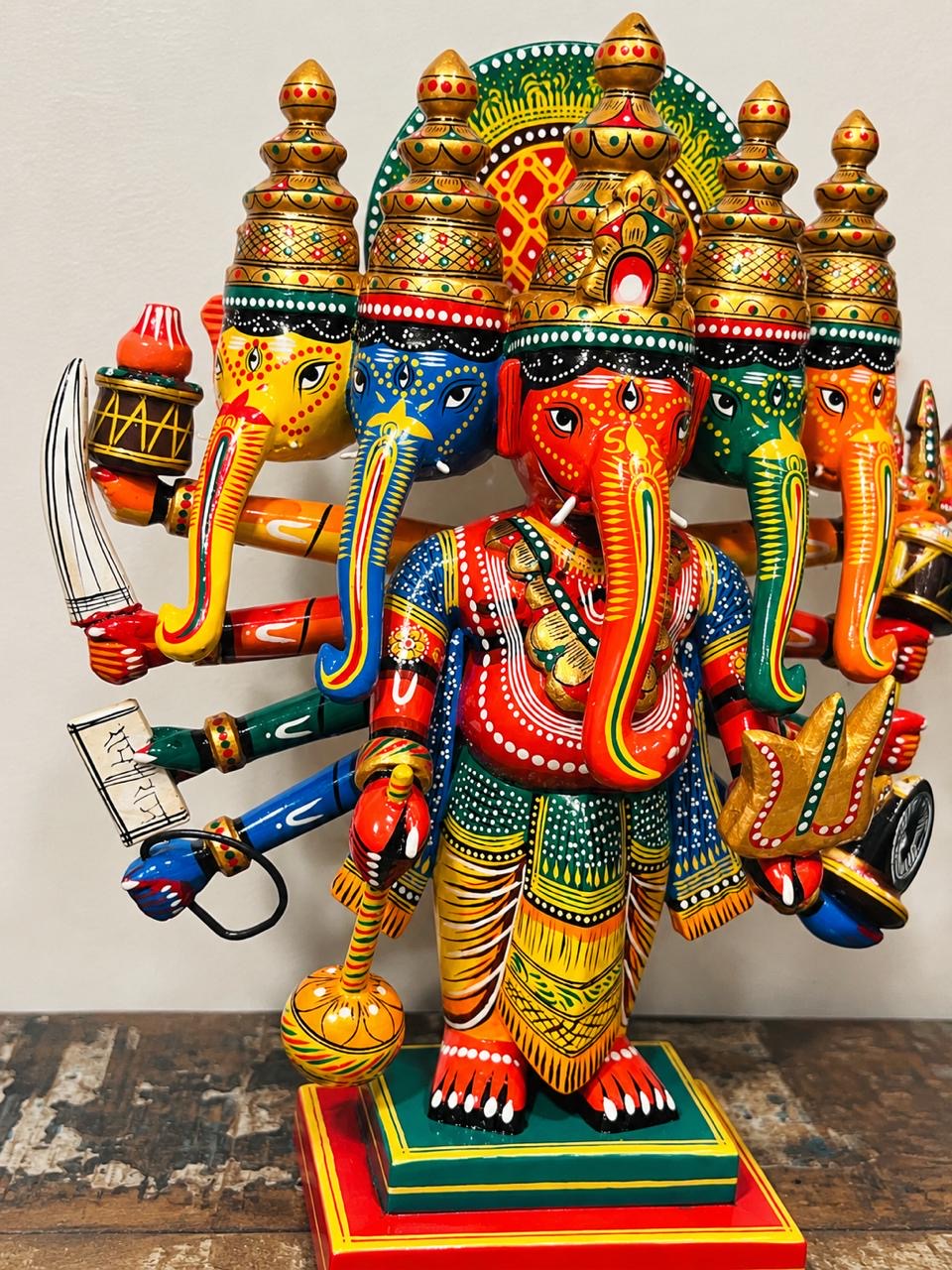 Divine Painted Panchamukhi Ganesha ￼