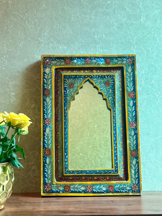 Wooden Hand Painted Decorative Jhrokha Mirror