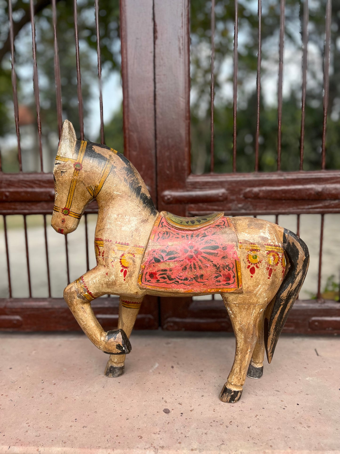 Wooden Old Standing Decorative Horse