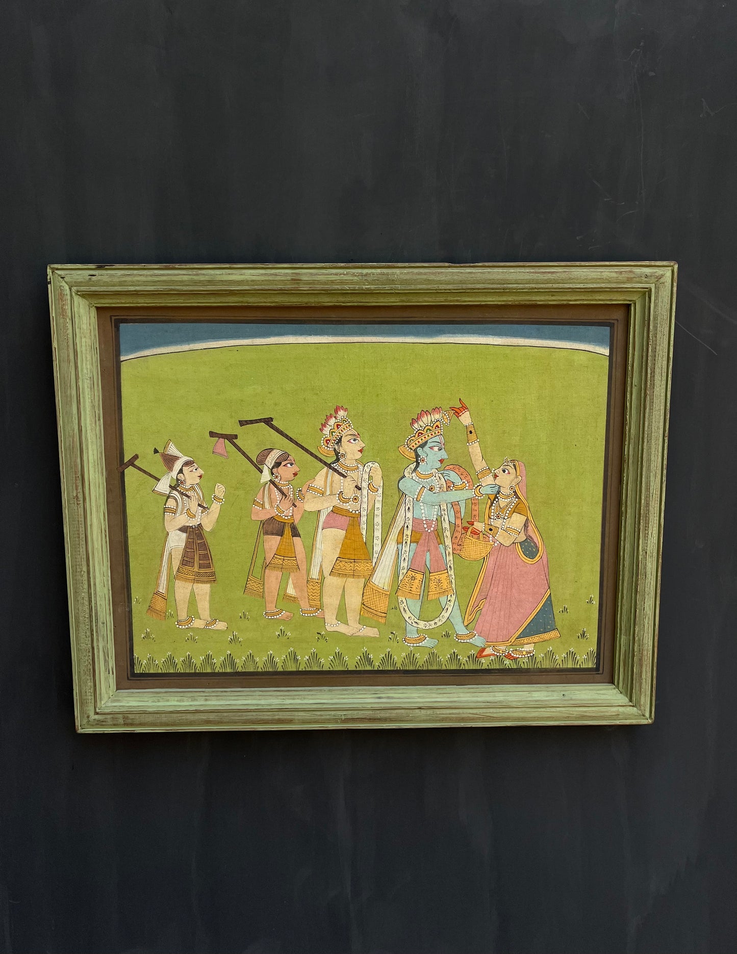 Wood Radha krishna painting