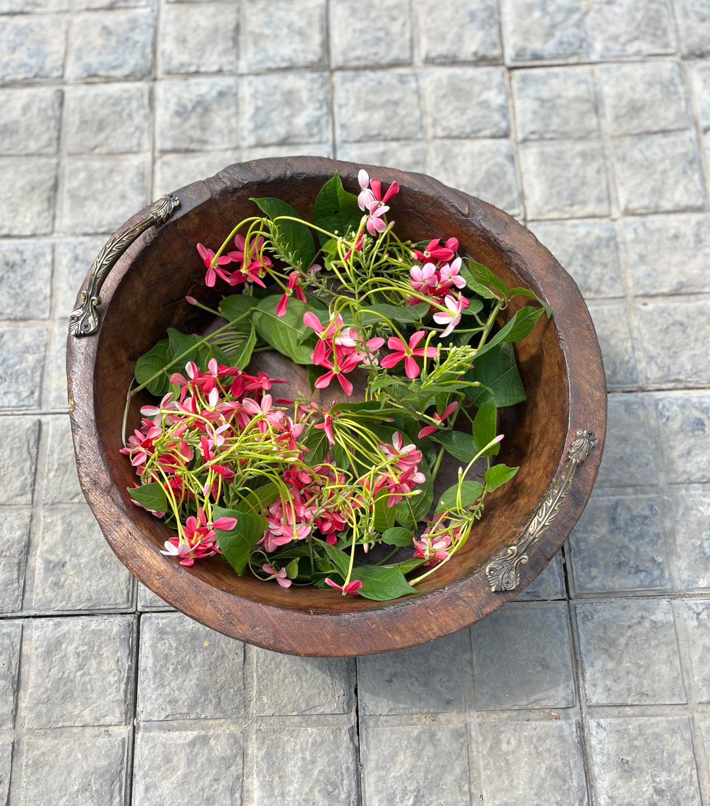 Old Round Wooden Tray & Planter