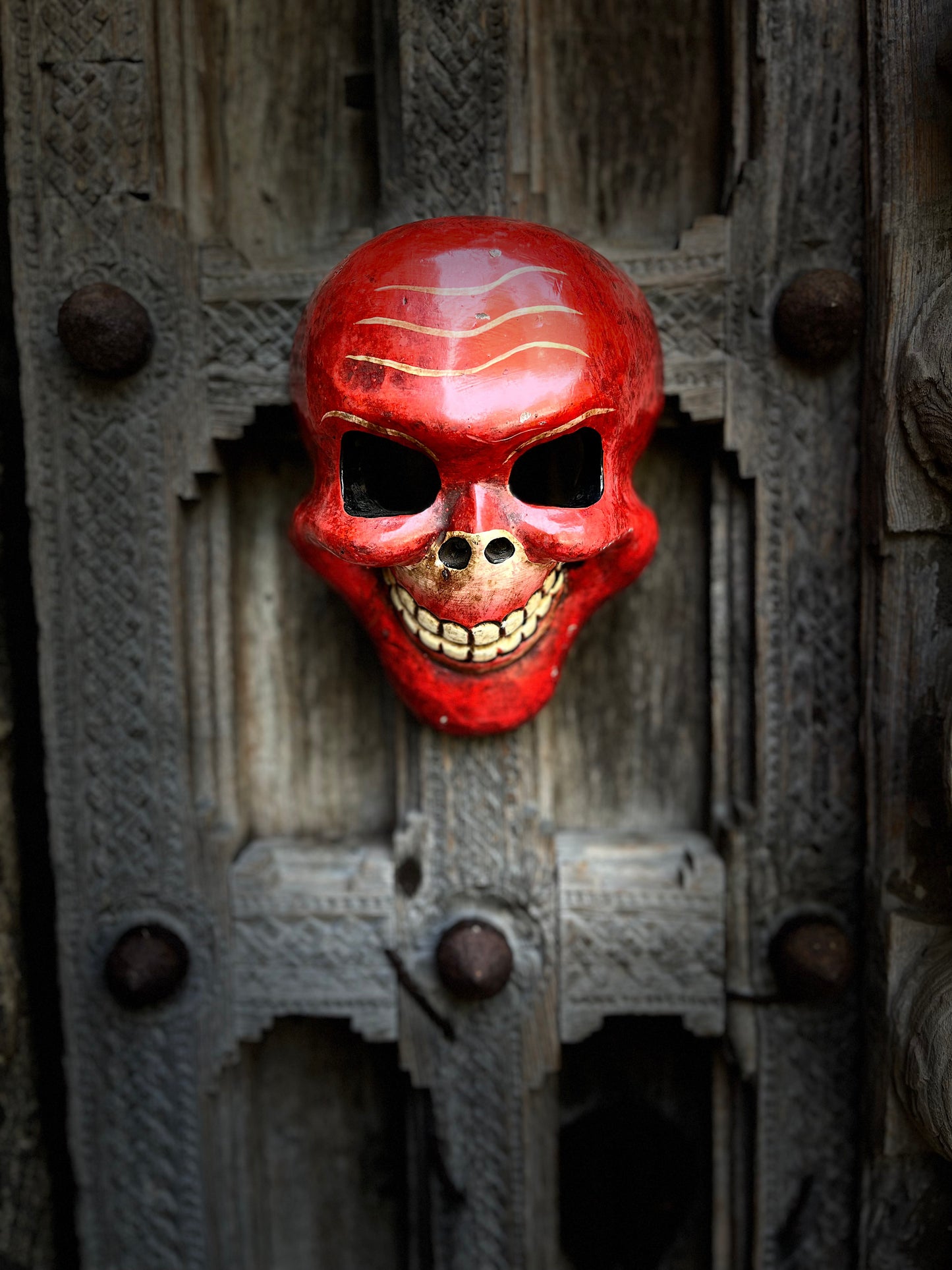 Skull Red Wall Devil Mask