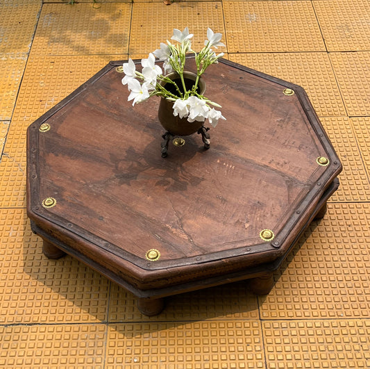 Vintage Wood Octangular Chowki