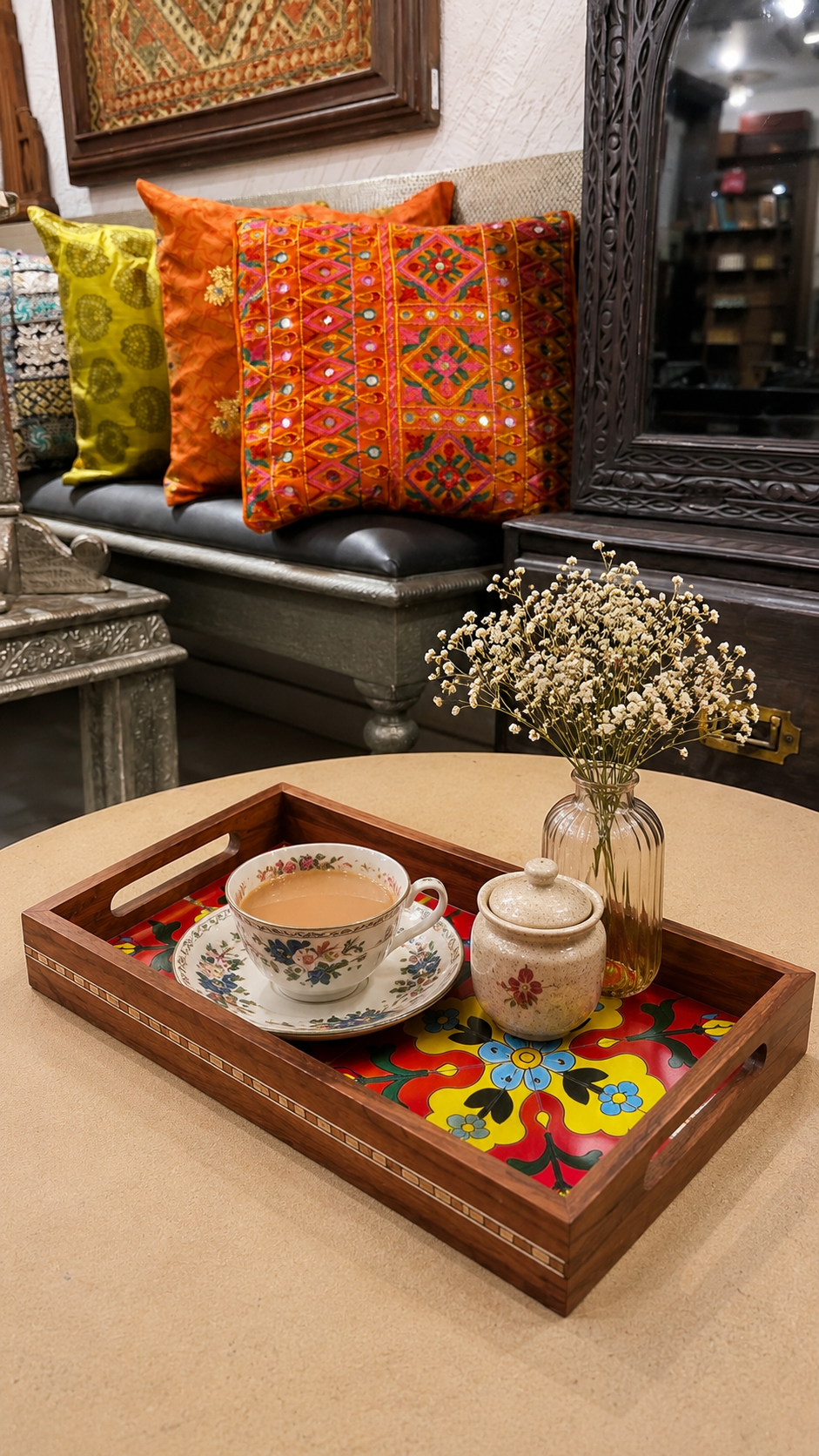 Tiles Tray Serving Snacks ￼