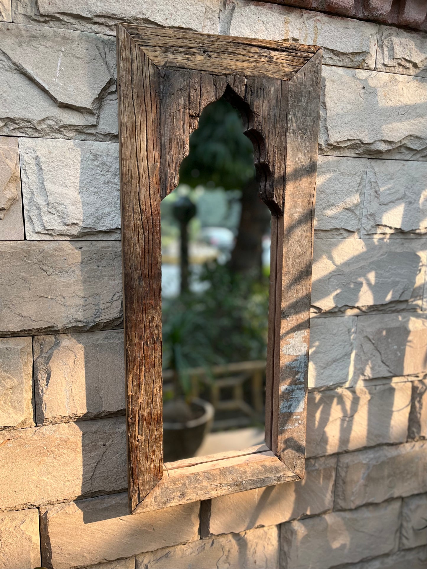 Old  Distressed Arch Deco Mirror