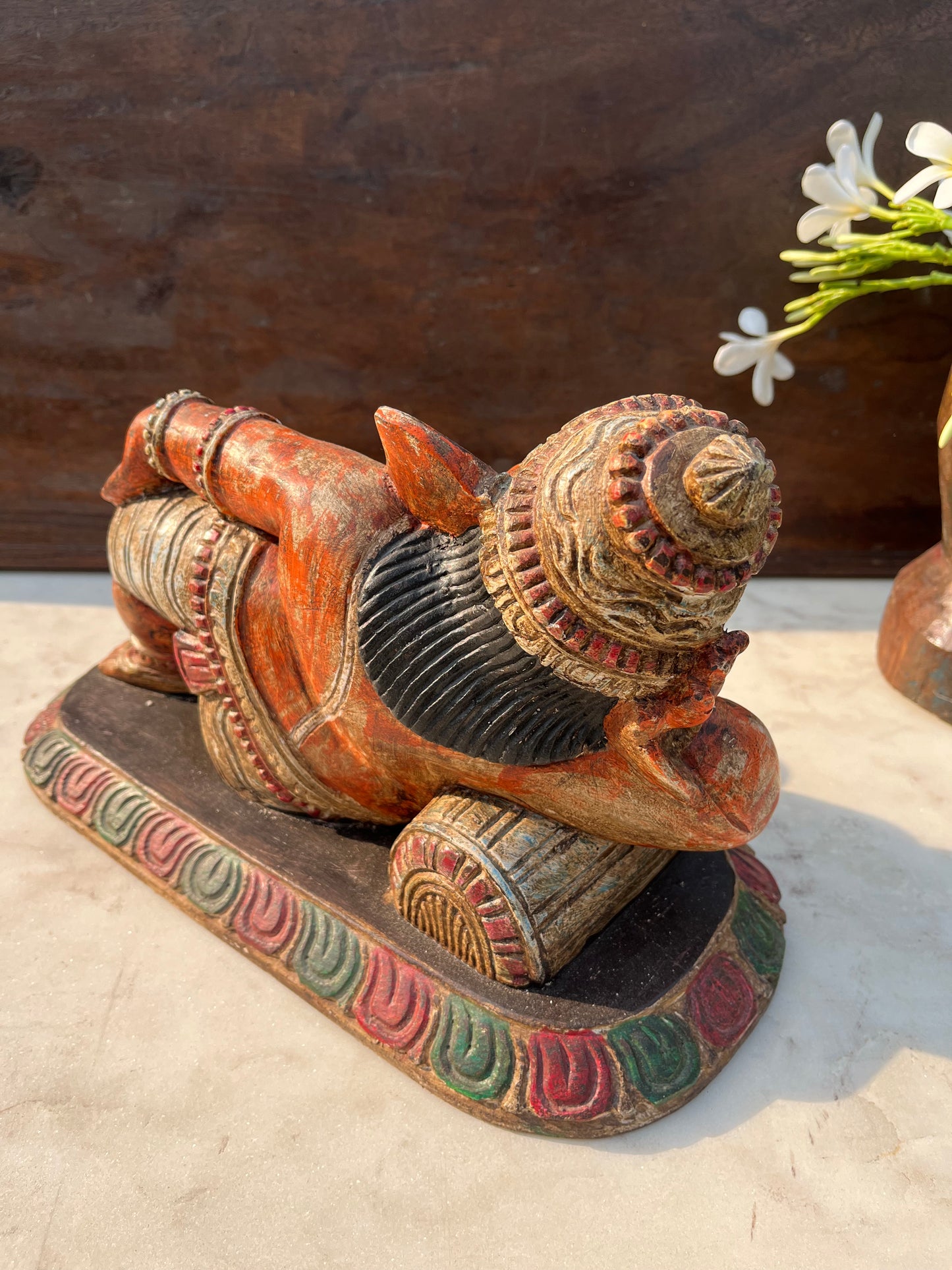 Hand Painted Carved Sleeping Ganesha