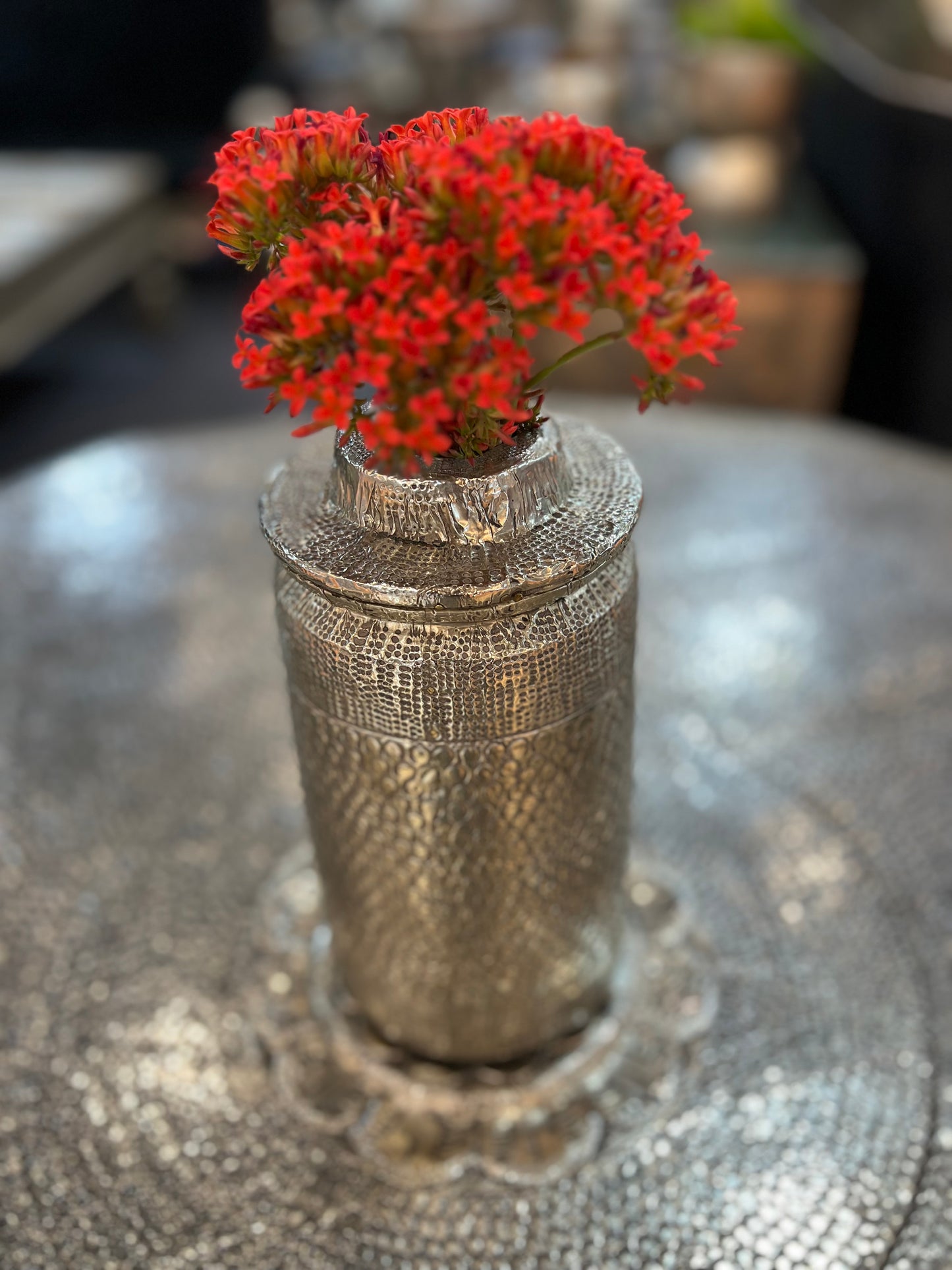 Wood Old German Silver Flower Pot