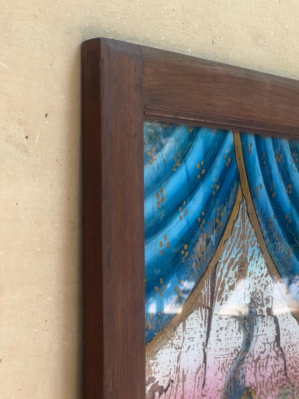 Vintage Peacock Glass Painting ￼