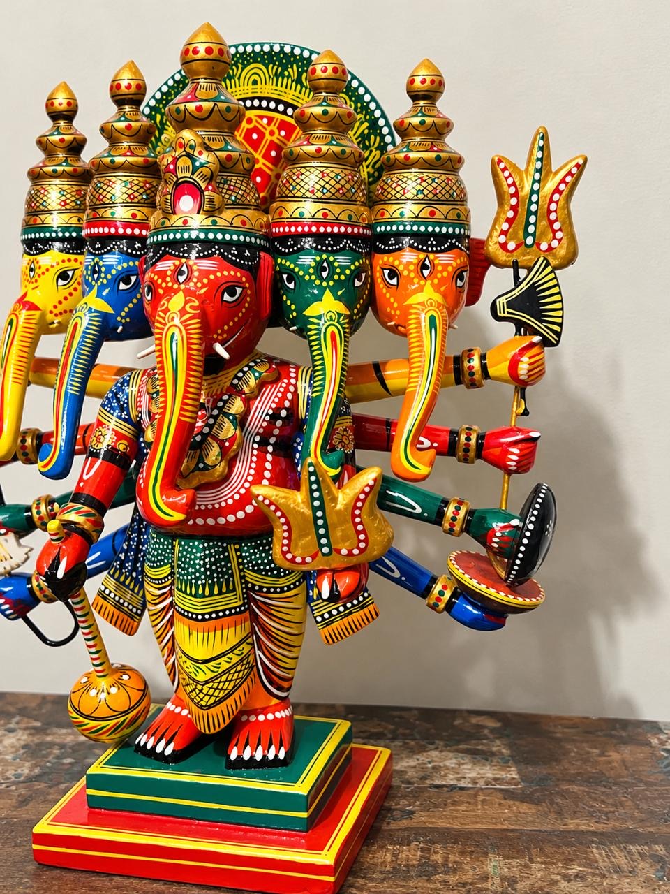 Divine Painted Panchamukhi Ganesha ￼