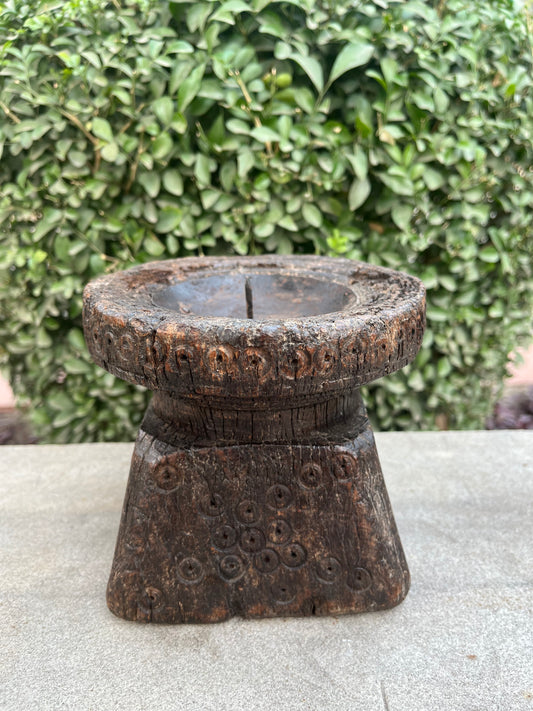 Old Wooden Candle Holder