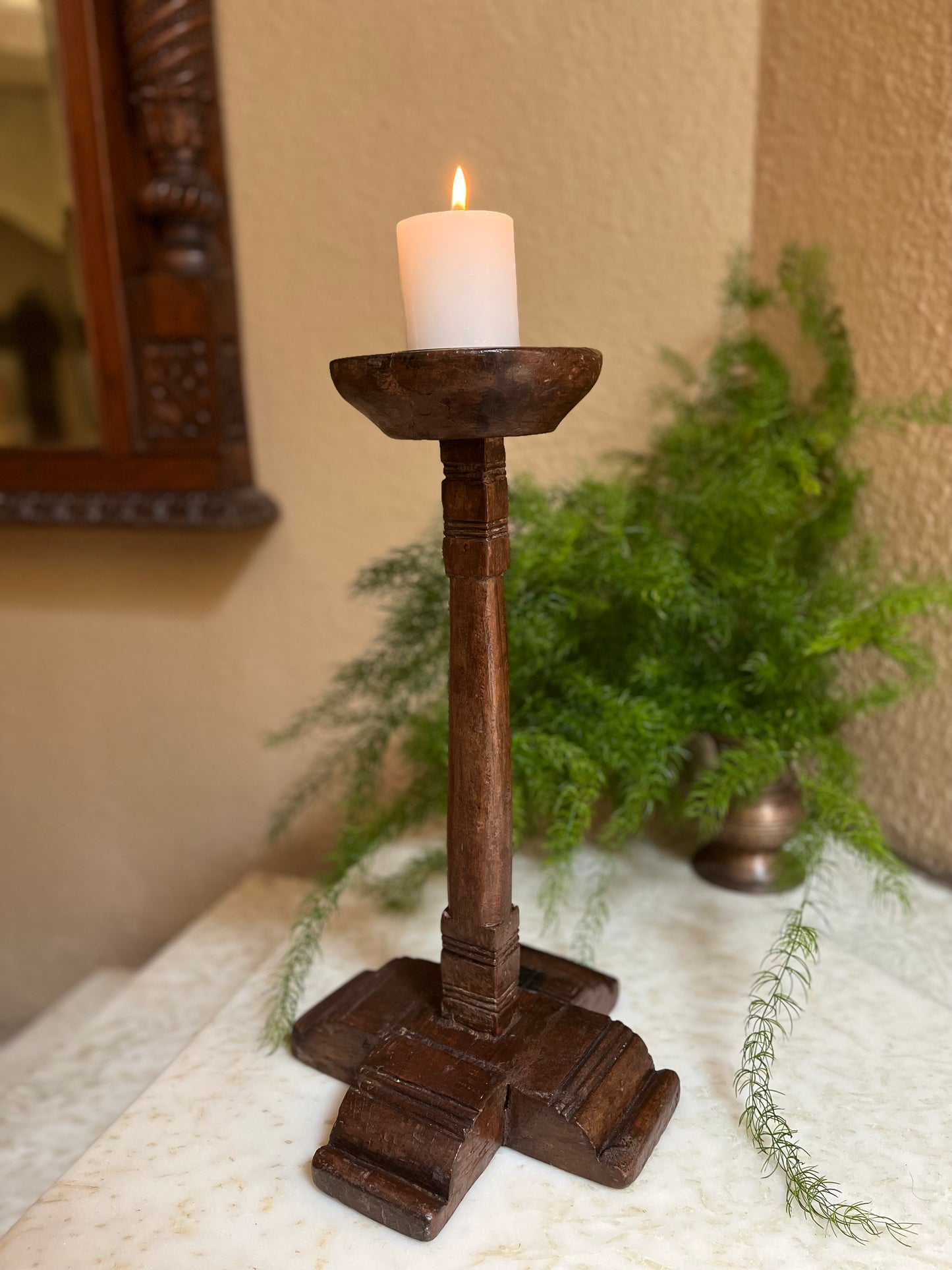 Vintage Teak Wood Designer  Candle Stand