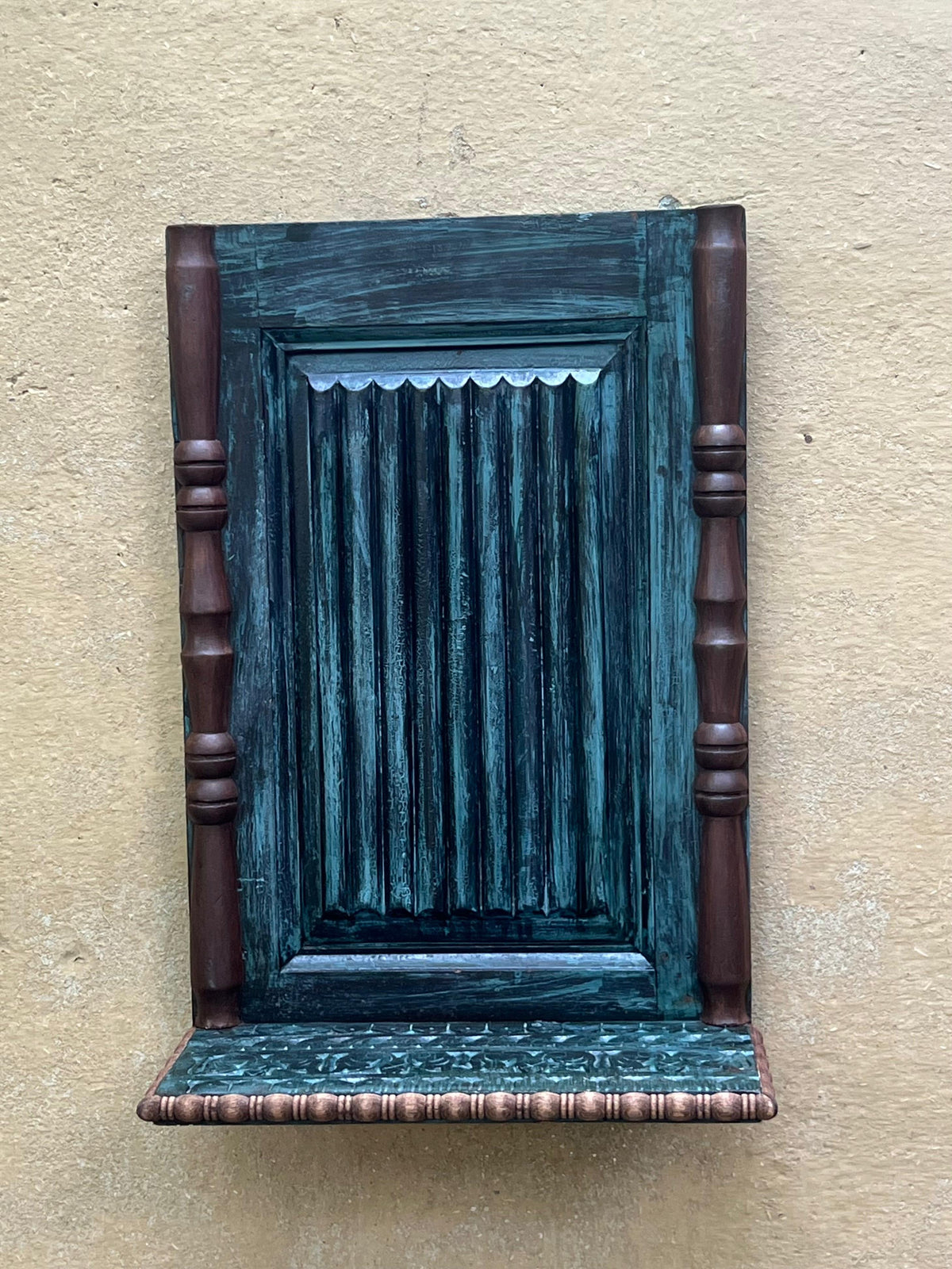 Blue Wooden Wall Shelf