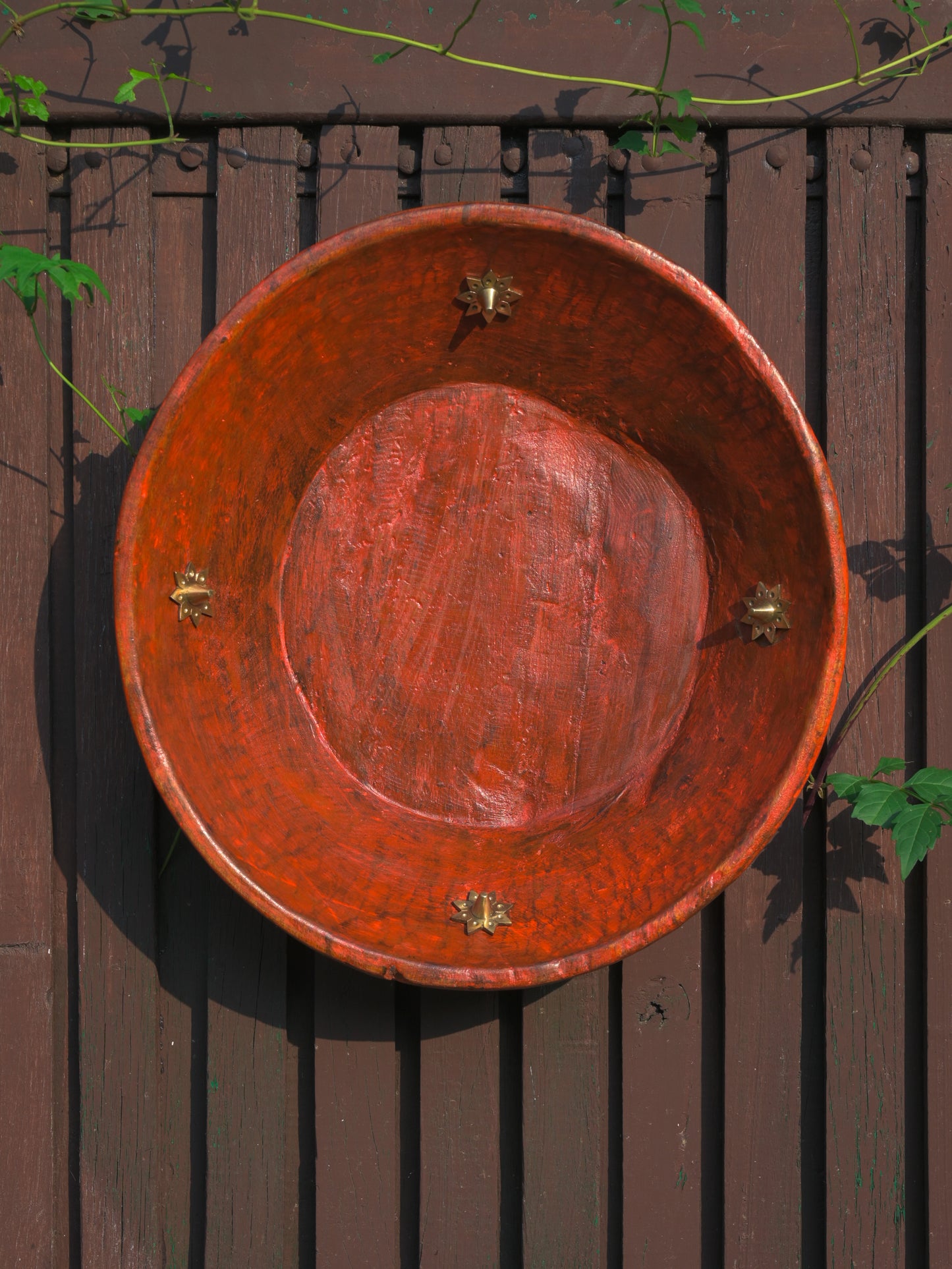 Hand Painted Decorative Brass Flower Colour Plate