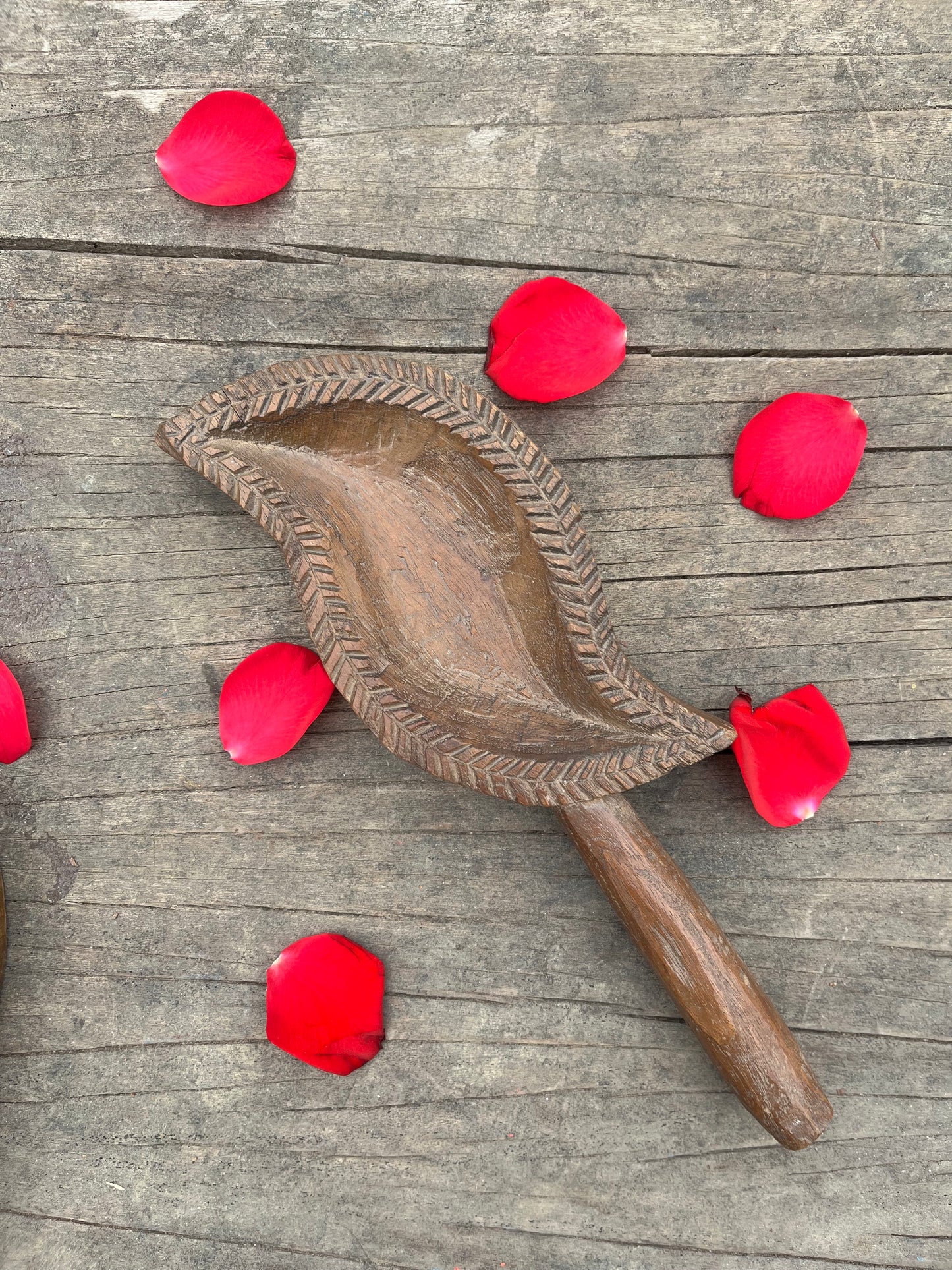 Old wooden Leaf Spoon