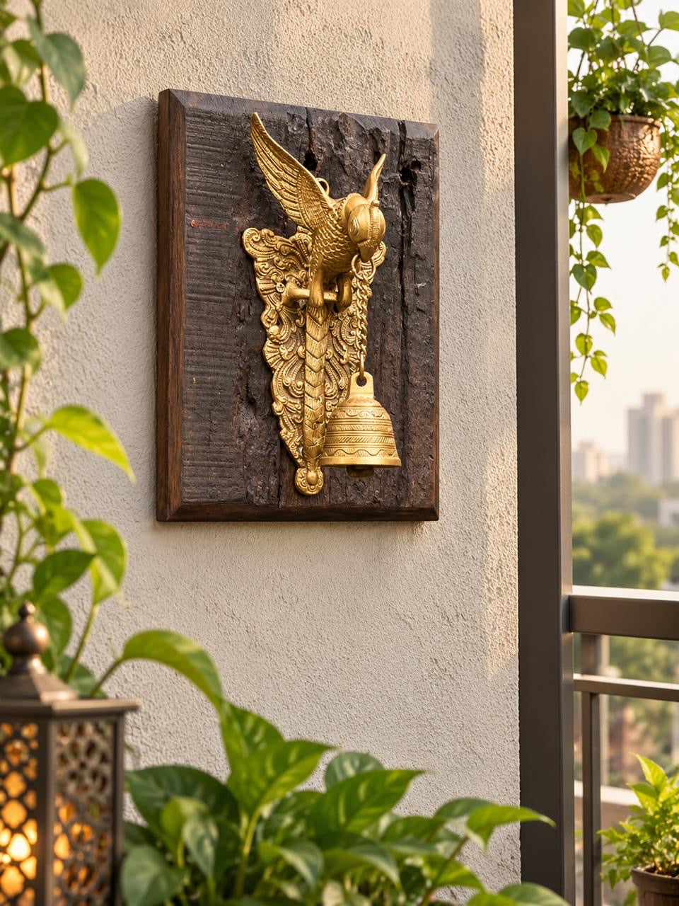 Wood Brass Parrot Bell ￼