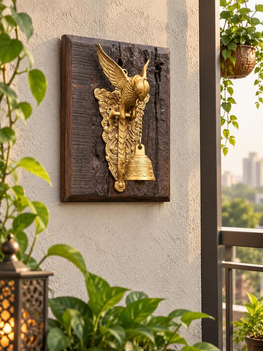 Wood Brass Parrot Bell ￼