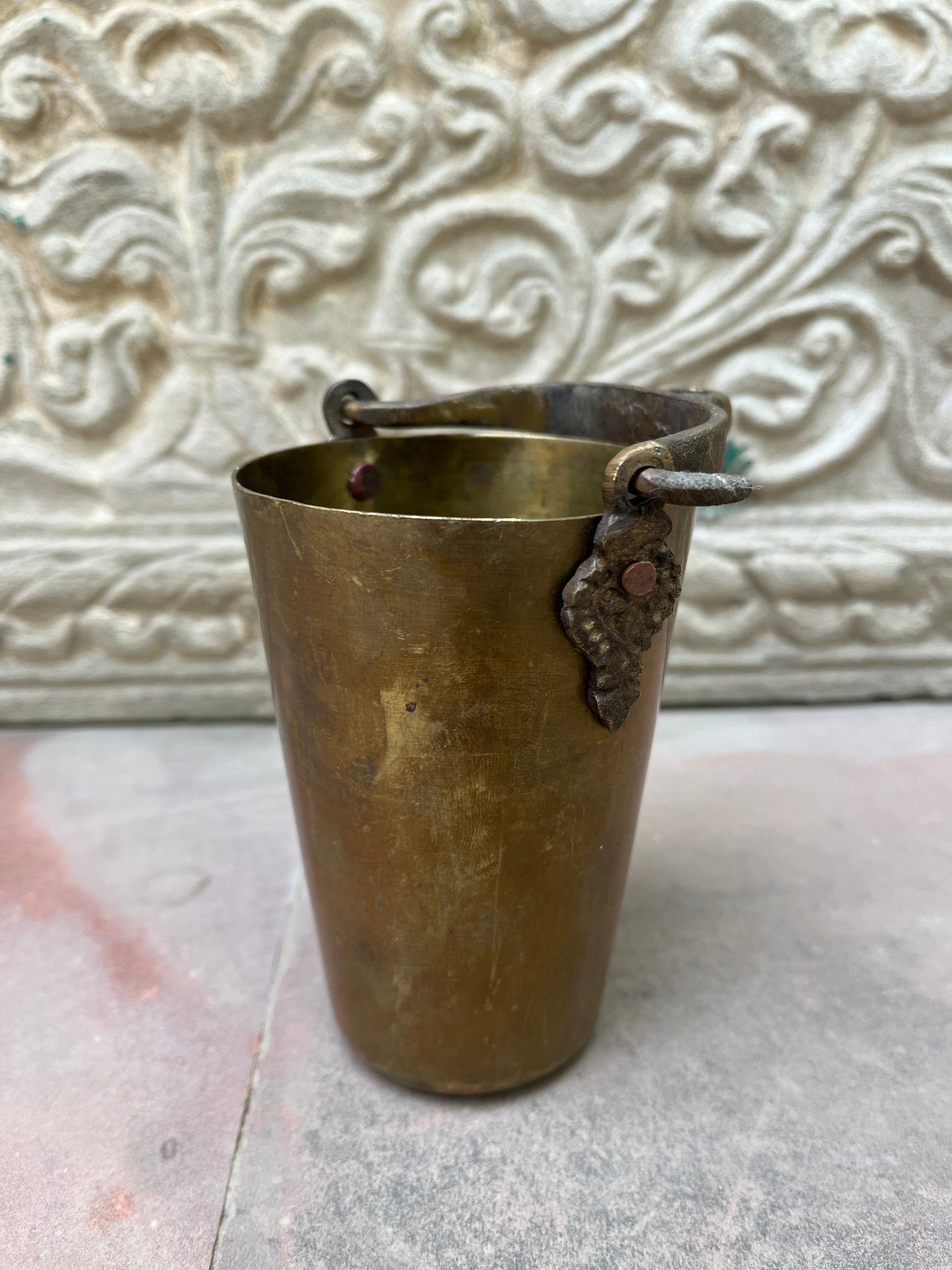 Vintage Brass Glass Flower Pot